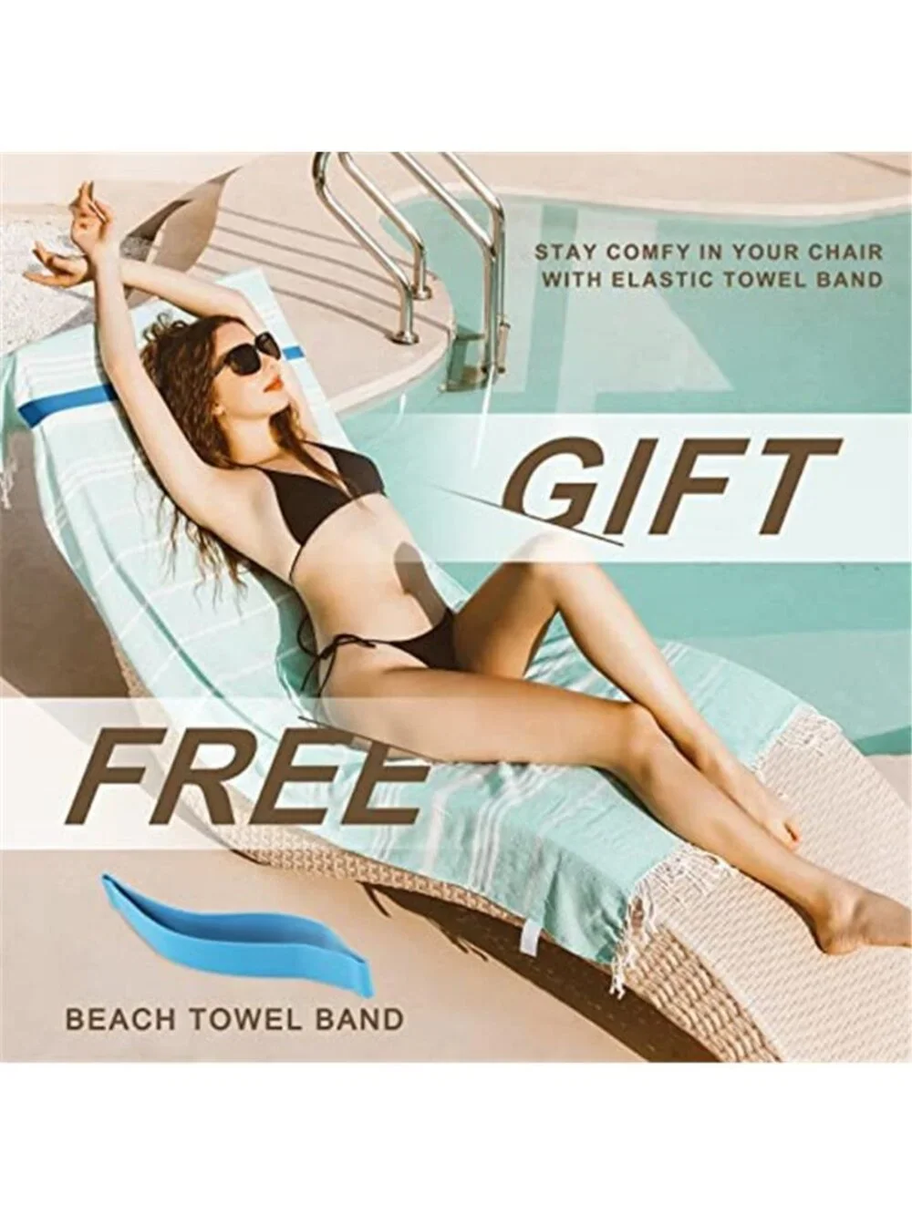 Oversized Turkish Beach Towel Sand Free Quick Dry Travel XL Aqua 72x36